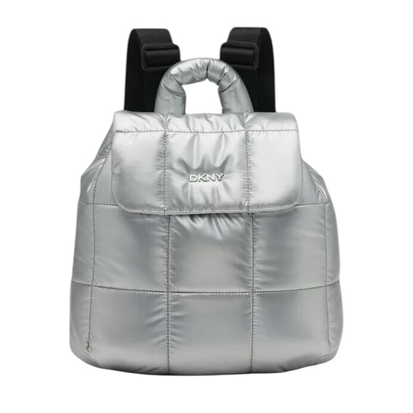 DKNY || NWT || Giania Puffy Silver Backpack - Picture 1 of 6